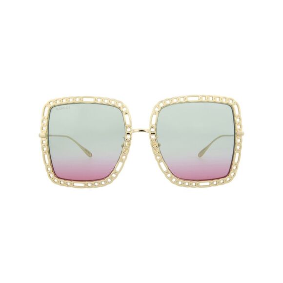 Square-Frame Metal Sunglasses